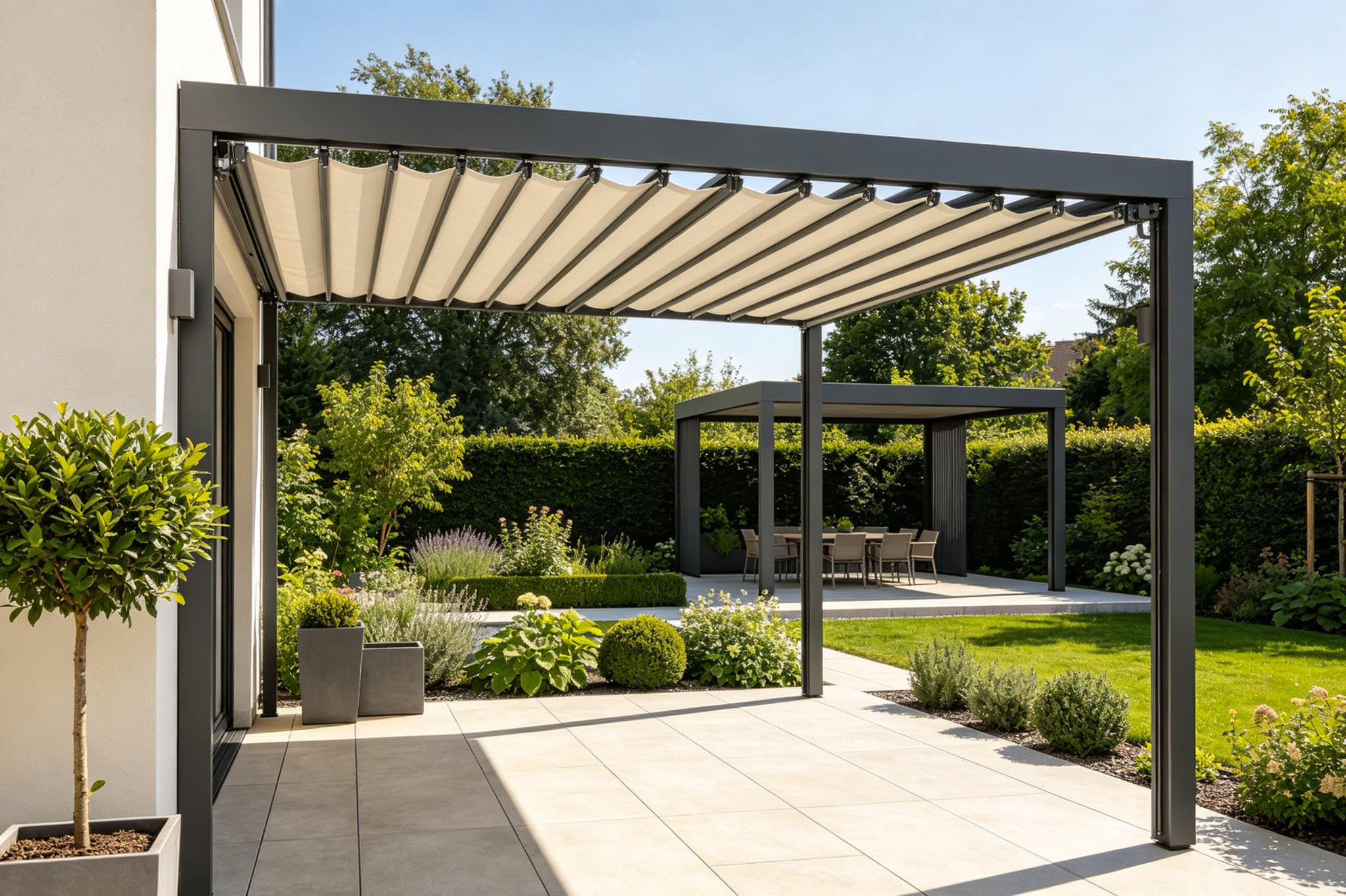 GLEMEGA pergola and gazebo in a garden