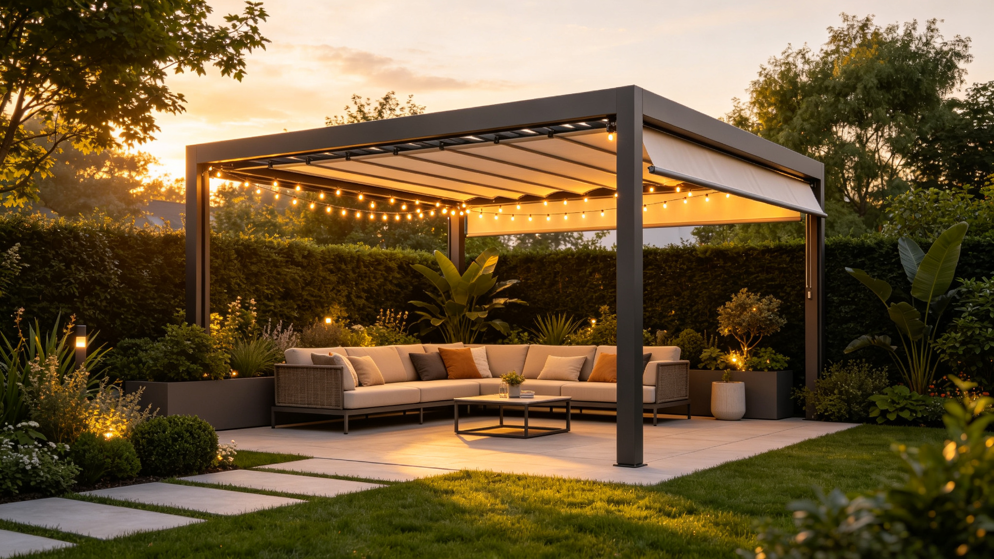 GLEMEGA outdoor living terrace with aluminum pergola